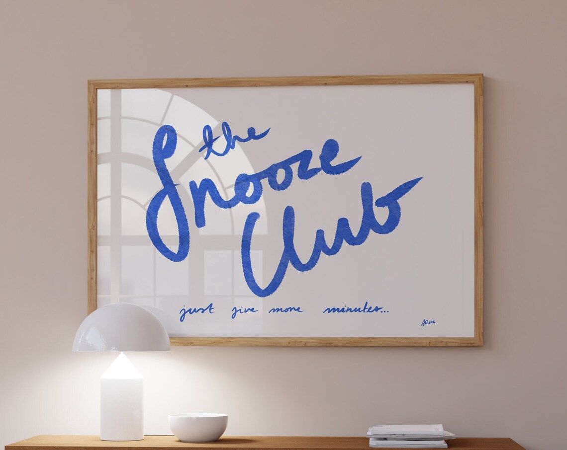 Snooze Club Print, Danish Pastel Dorm Decor