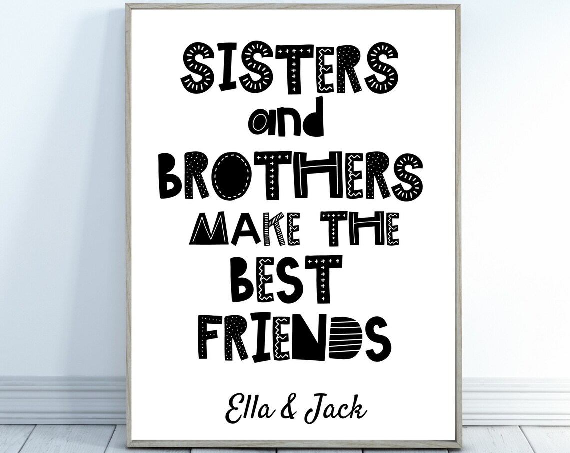 Personalised Sisters Brothers Best Friends Gift Playful Poster
