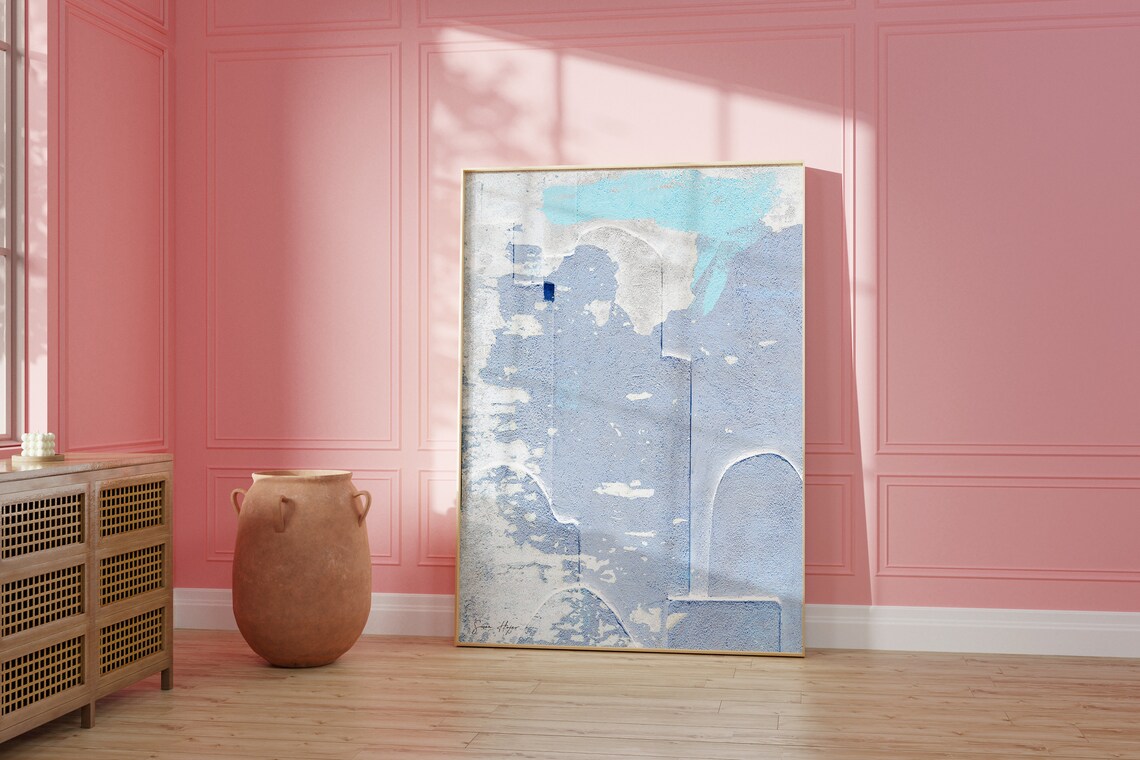 Abstract Modern Poster, Pastel Blue Wall Decor
