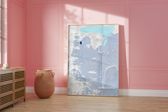 Abstract Modern Poster, Pastel Blue Wall Decor