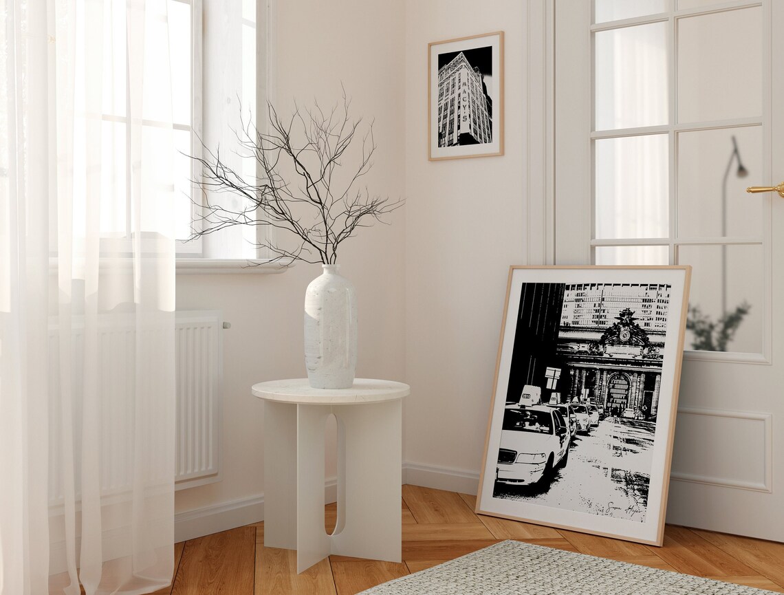 New York City Train Station Taxis Black And White Photo Poster