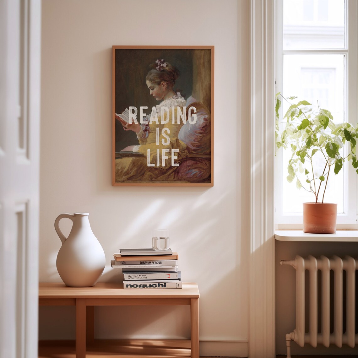 Reading Is Life Book Lover Vintage Painting Quote Portrait Poster - Image 3