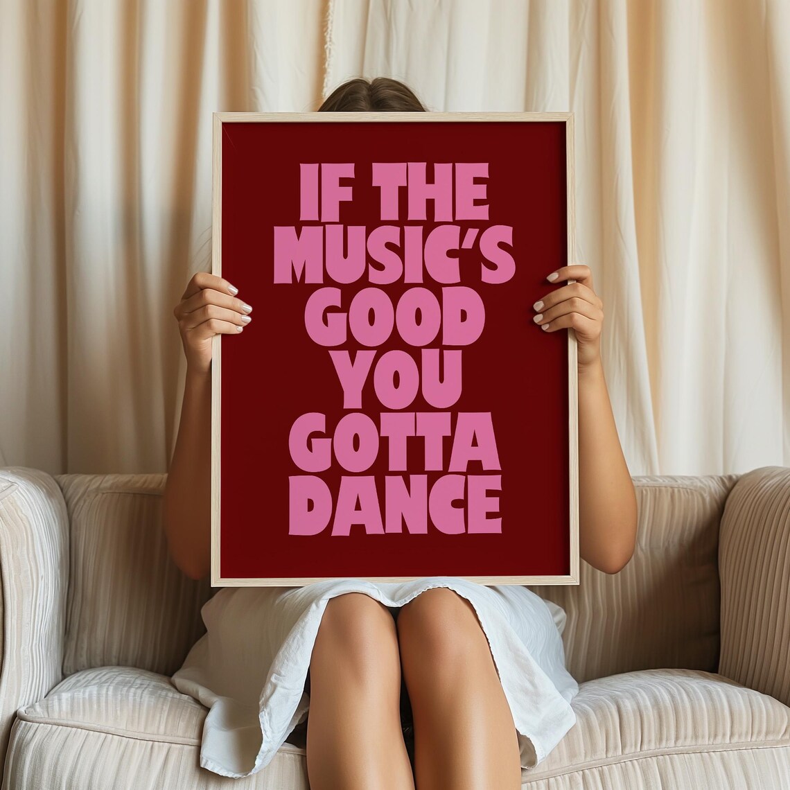 If The Musics Good You Gotta Dance Pink Retro Bold Typography Music Room Poster - Image 2