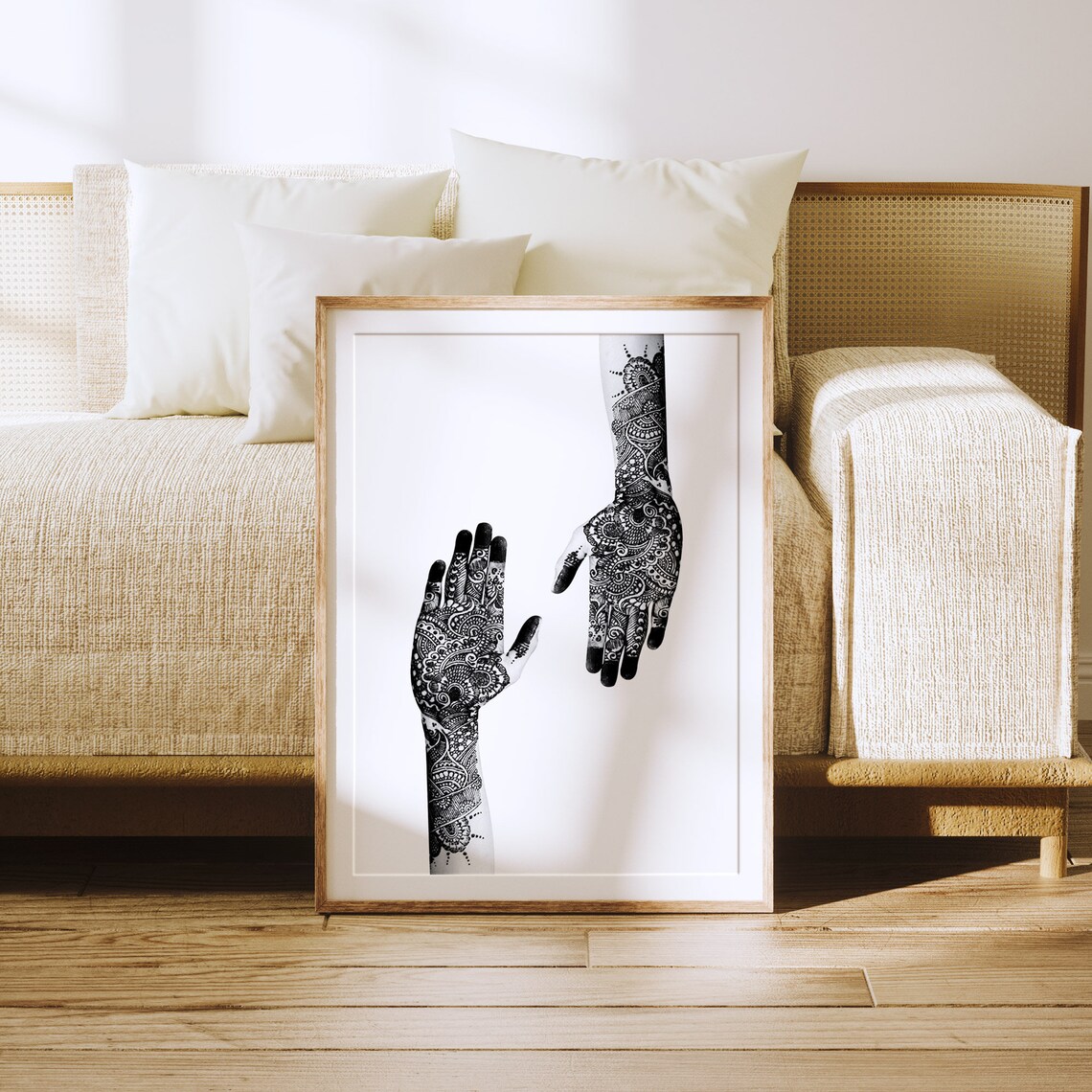 Mehndi Decor Boho Black and White Poster Print - Image 3