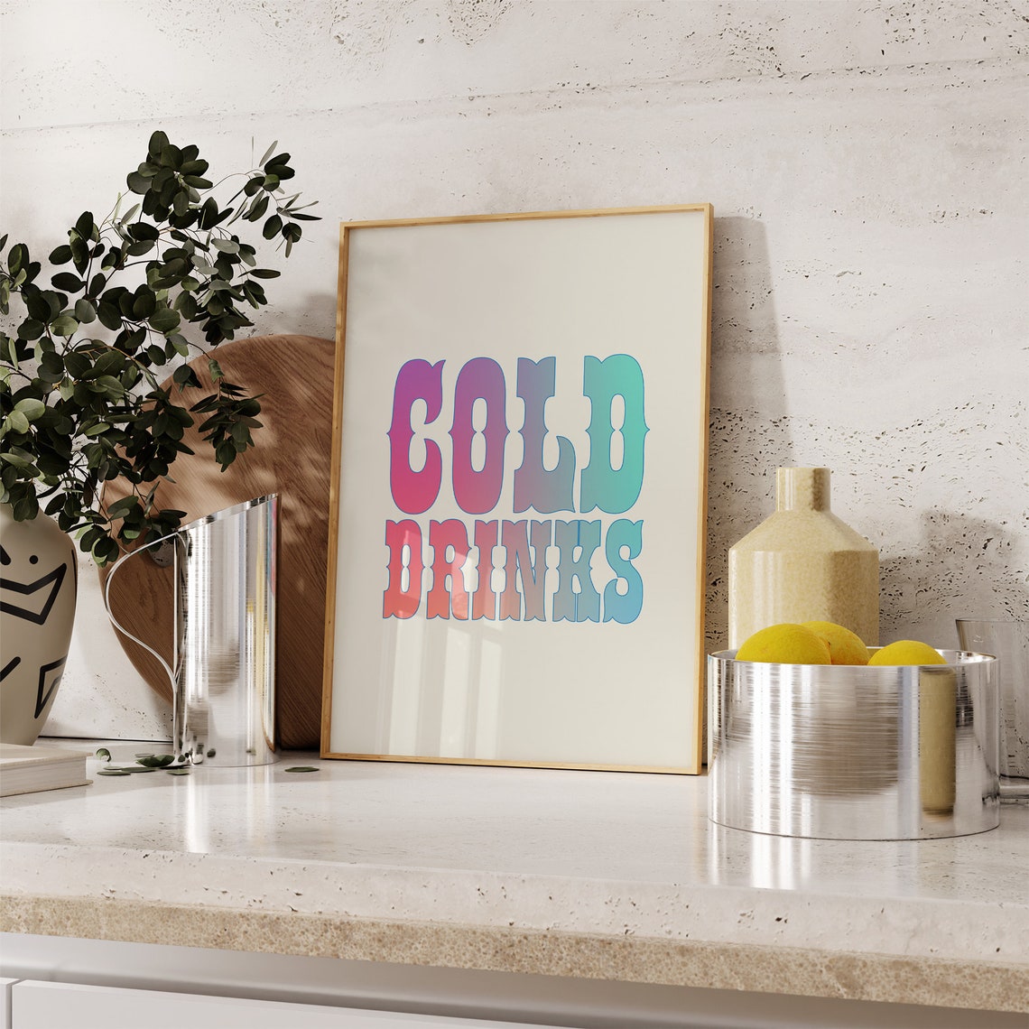 Cold Drinks Poster Kitchen Wall Art Western Decor Country Kitchen And Dining Print - Image 3