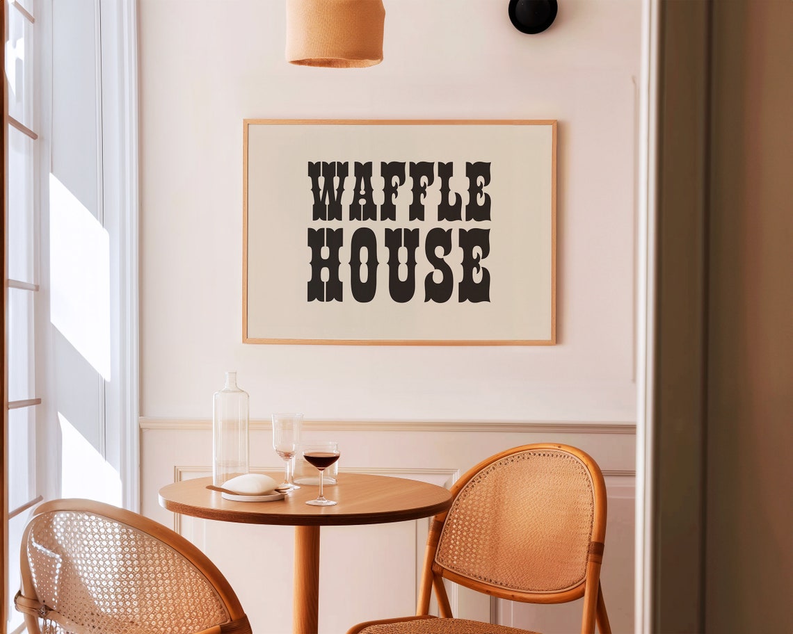 Western Kitchen Decor Waffle House Poster Kitchen Wall Art Black And White A107 - Image 2