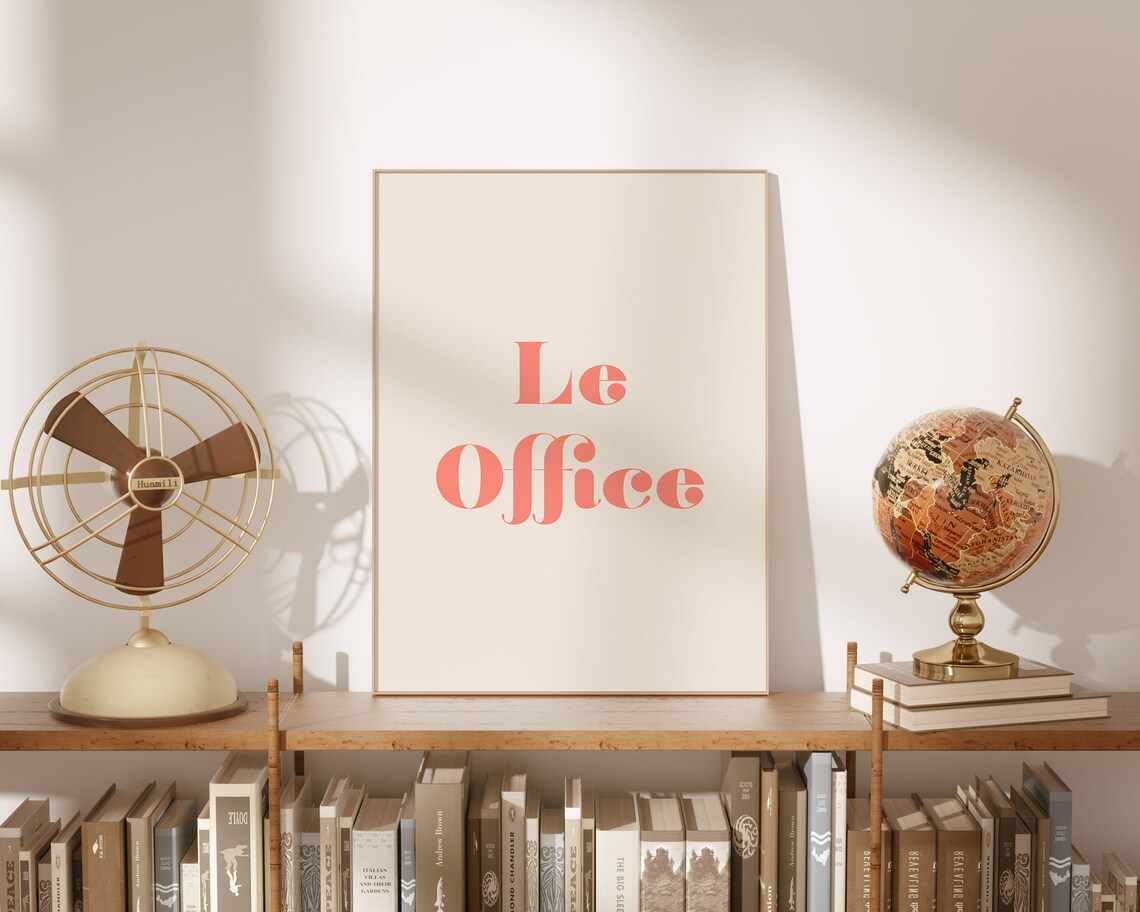 Le Office Retro Office Sign, Blush Pink Art Print - Image 3
