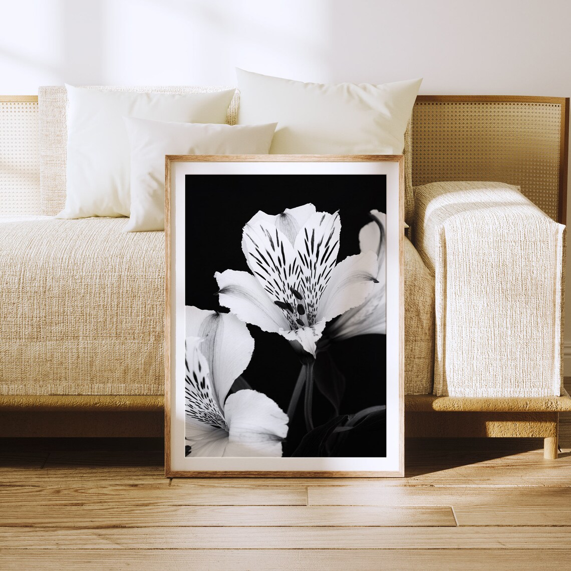 Black and White Botanical Floral Wall Art Print - Image 3