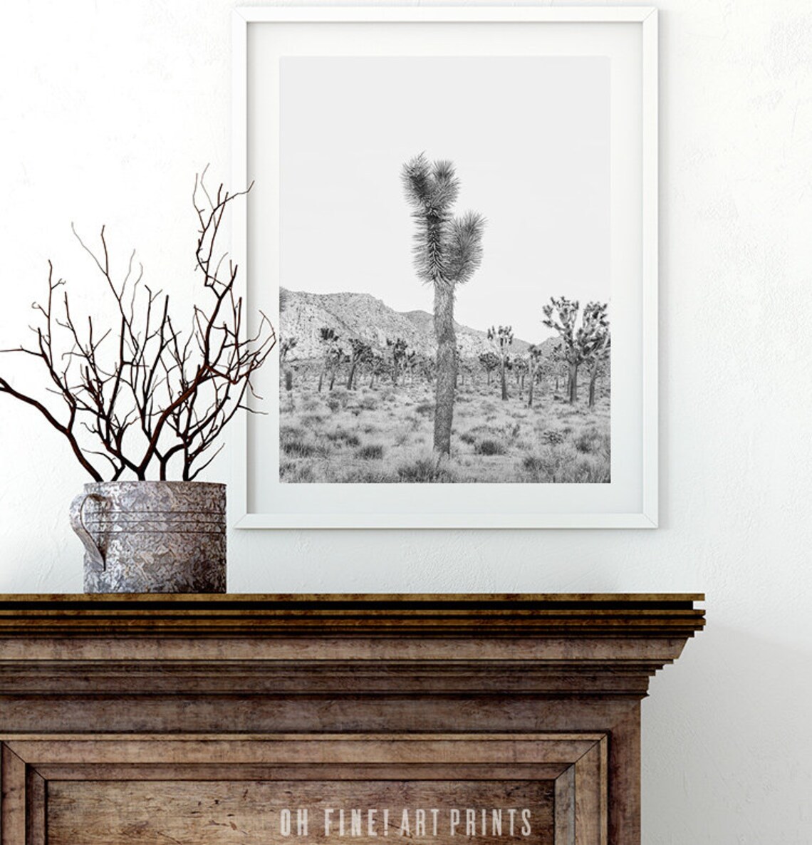 Joshua Tree Cactus Black and White Boho Art Print - Image 2