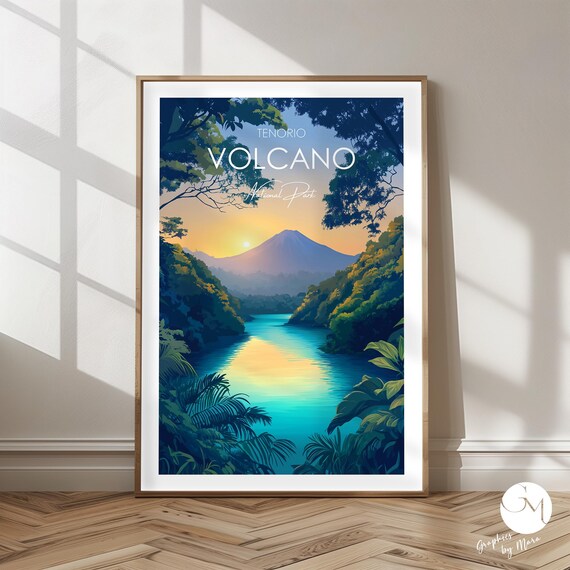 Tenorio Volcano National Park Rainforest Lake Sunset Travel Poster