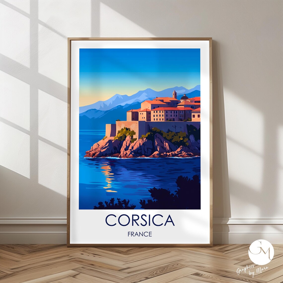 Corsica France Citadel Rocky Headland Dusk Travel Art Poster