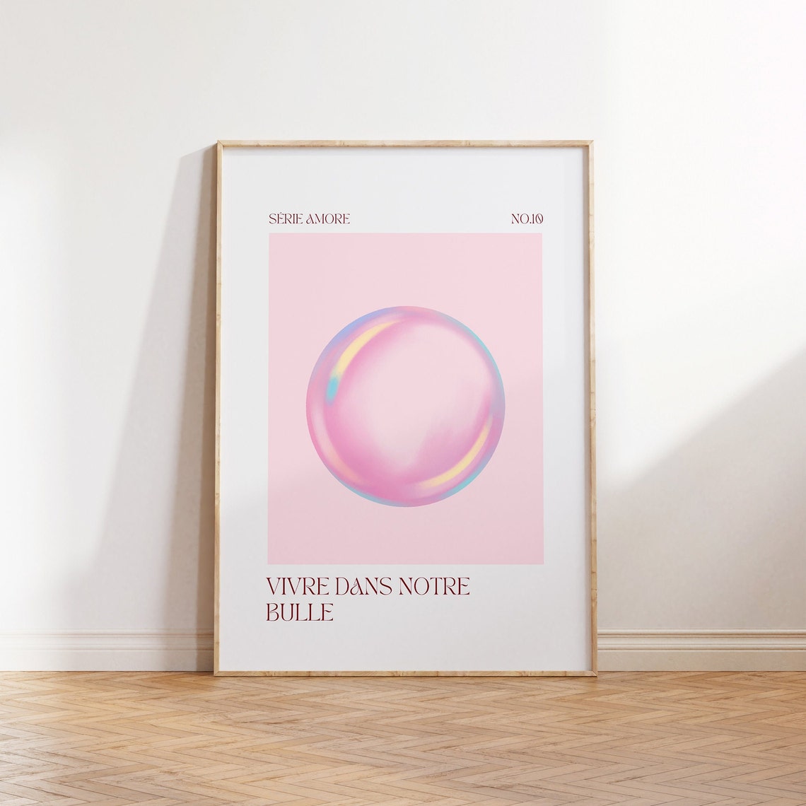 Pink Bubble Vivre Dans Notre Bulle French Quote Trendy Poster