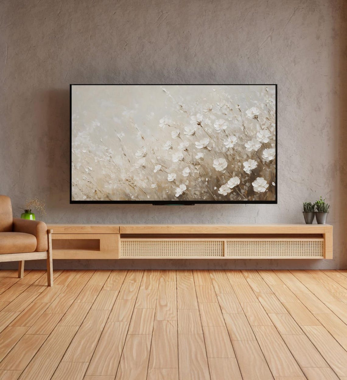 White Wildflowers Neutral Beige Soft Boho Farmhouse Floral Poster - Image 4