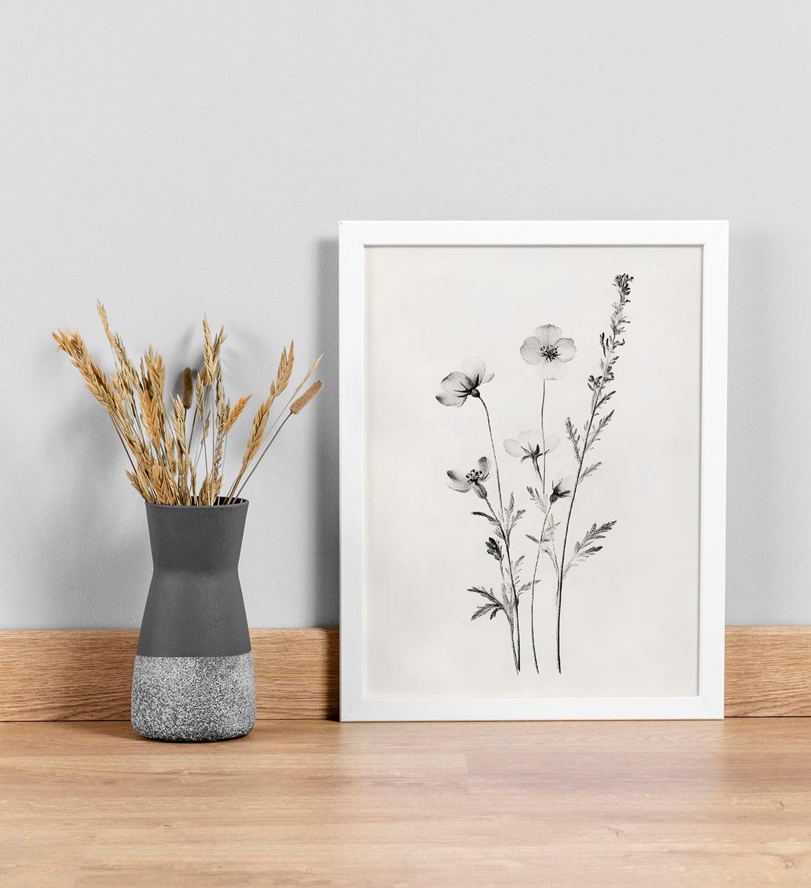 Black And White Botanical Wildflower Sketch Minimalist Art Print - Image 3