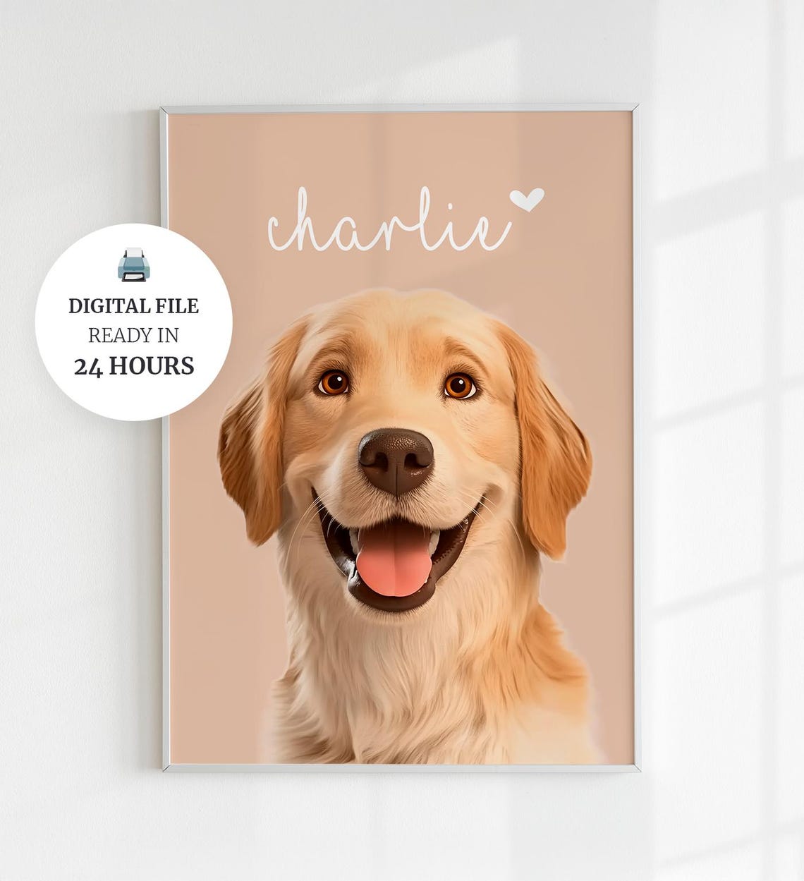 Custom Golden Retriever Dog Portrait With Name Personalized Pet Poster