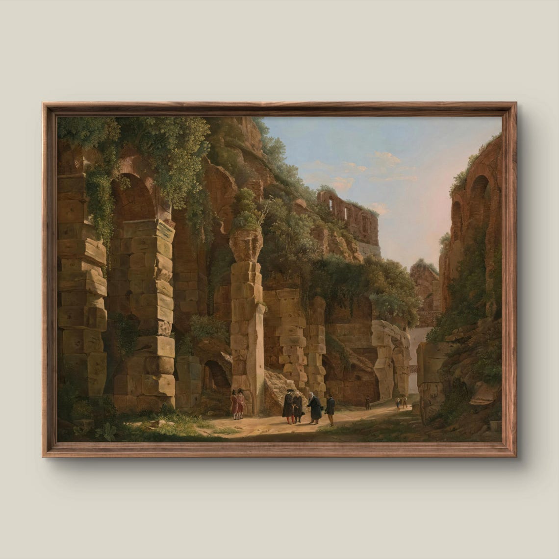 Ancient Roman Ruins Overgrown with Ivy Antique Painting Poster