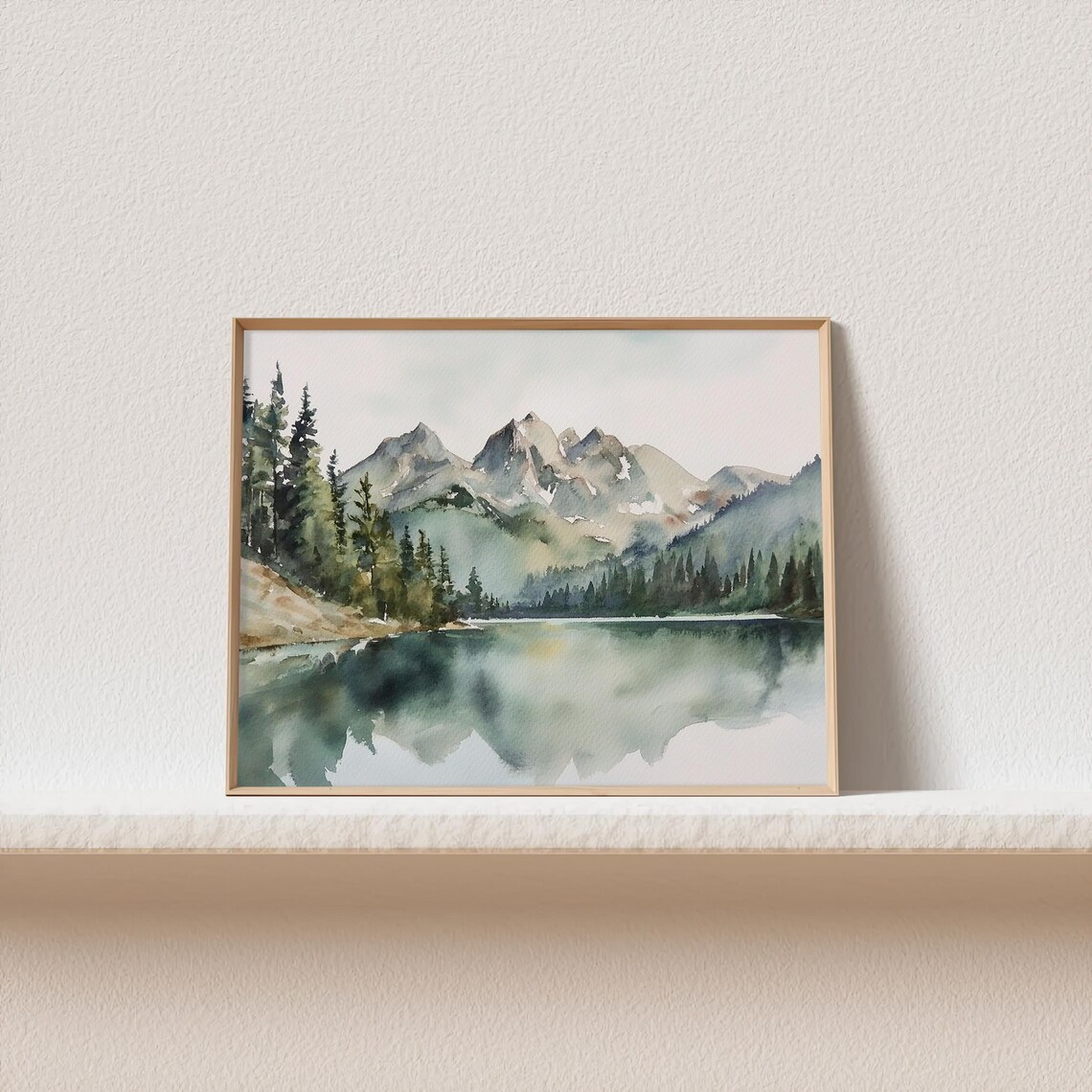 Alice Lake Sawtooth Range Watercolor Art Print - Image 2