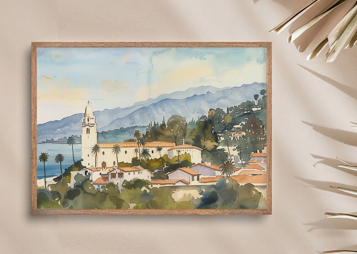 Santa Barbara Coastal Watercolor Art Print - Image 4