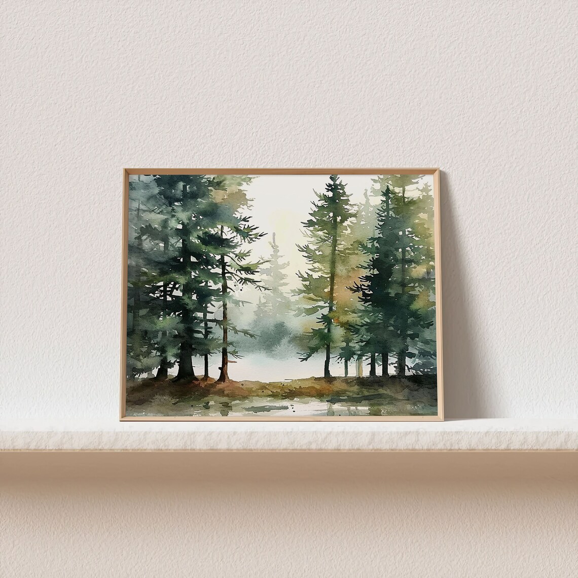 Oregon Forest Watercolor Art Print, Misty Pine Landscape - Image 2