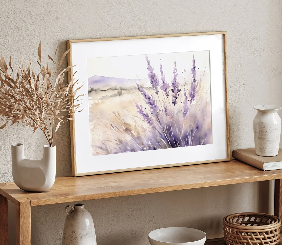 Tuscany Lavender Mountain Landscape Art Print - Image 2