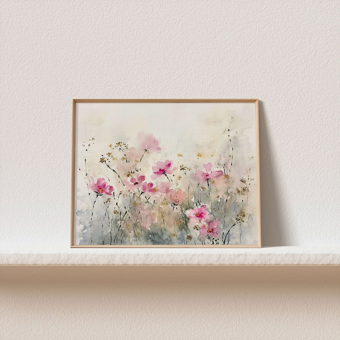 Pink Daisy Watercolor Art Print, Floral Meadow - Image 4