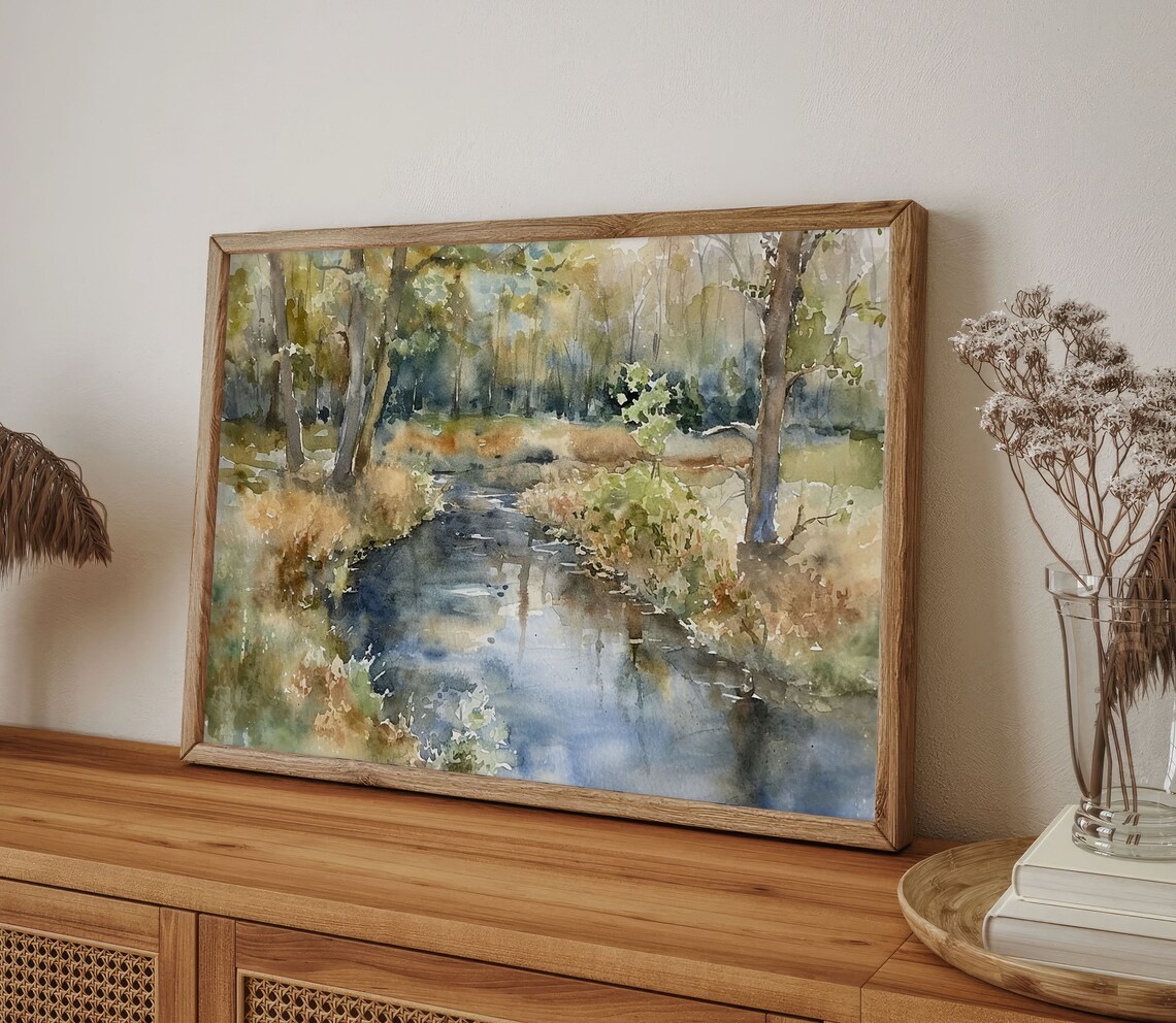 Spring Creek Painting, Forest Watercolor Art Print - Image 3