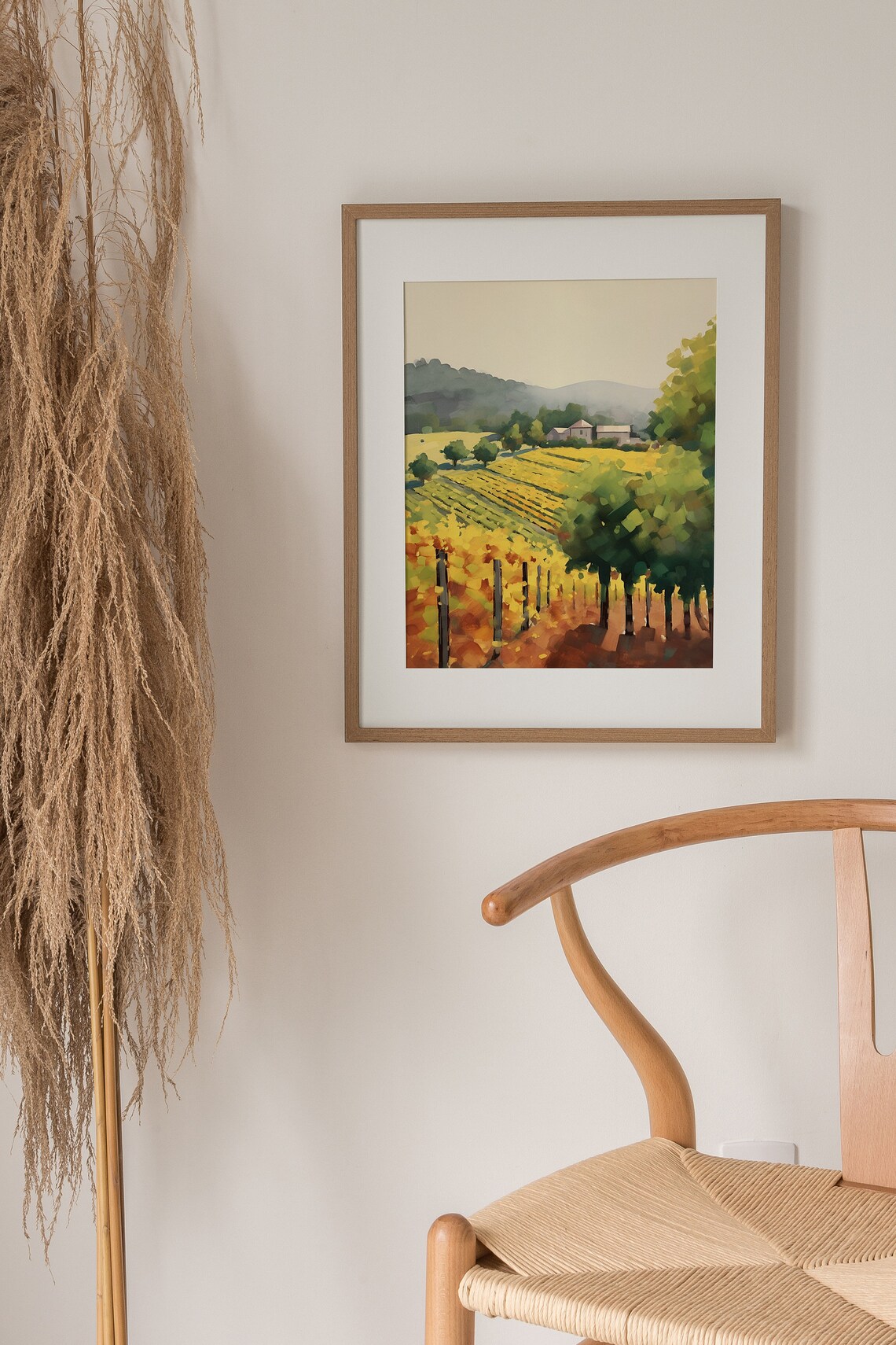 Napa Valley Autumn Vineyard Golden Rows Watercolor Wine Country Poster - Image 5