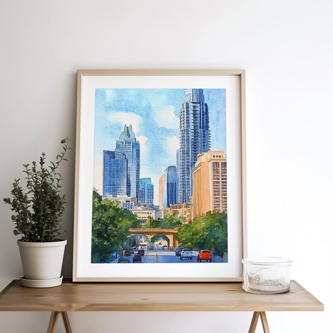 Austin Texas Downtown Skyline Watercolor Cityscape Travel Poster - Image 4