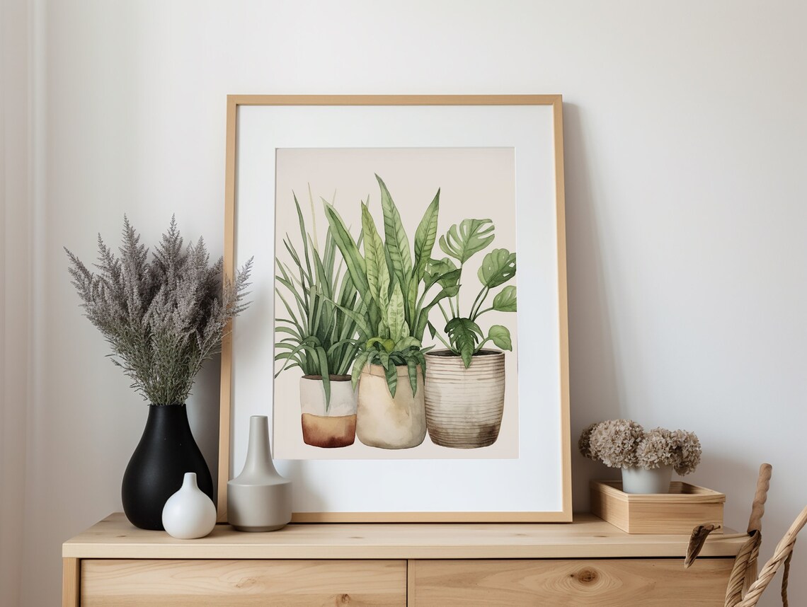 House Plant Botanical Watercolor Art Print, Monstera - Image 3