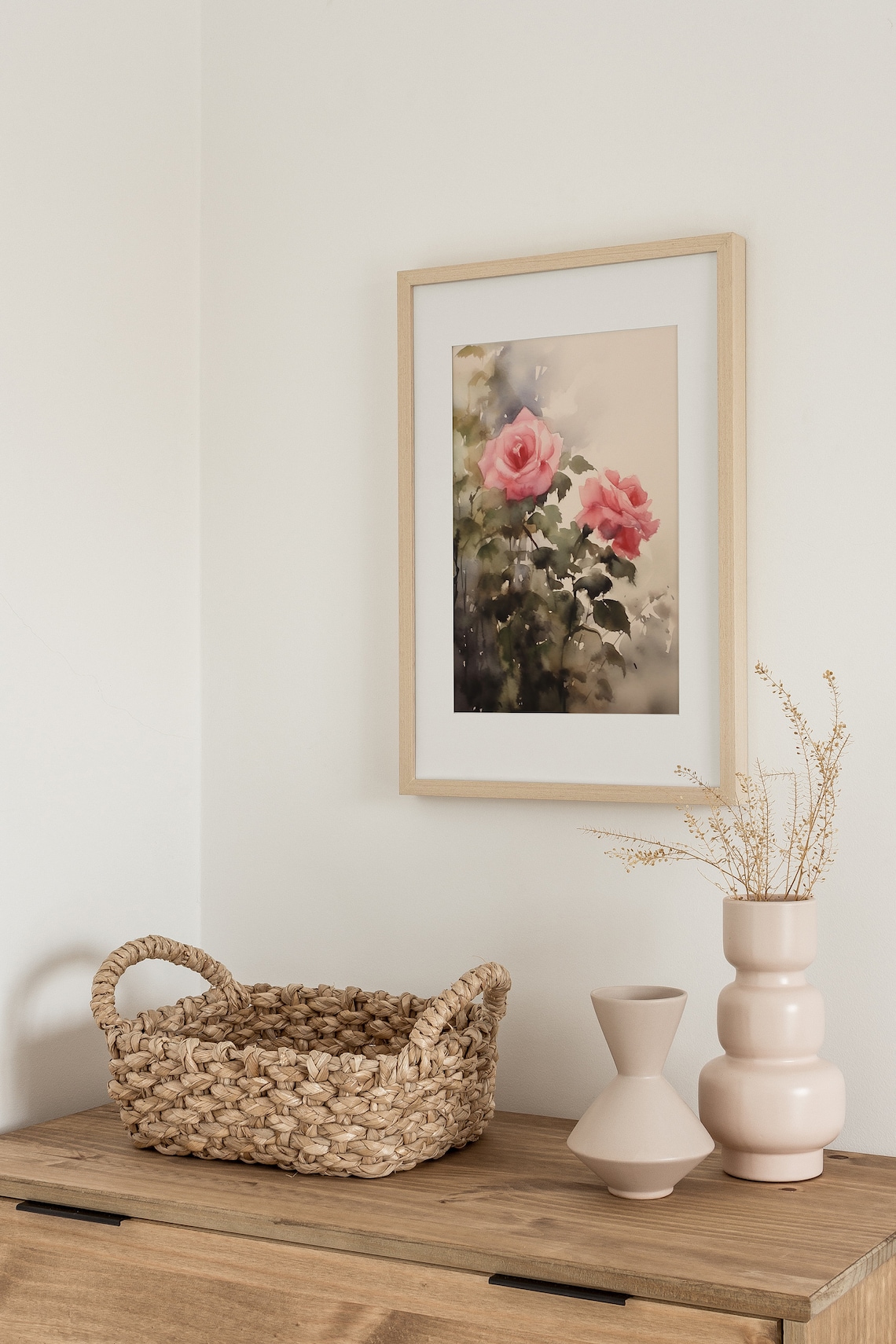 Rosebush Watercolor Floral Art Print, Rustic Decor - Image 4
