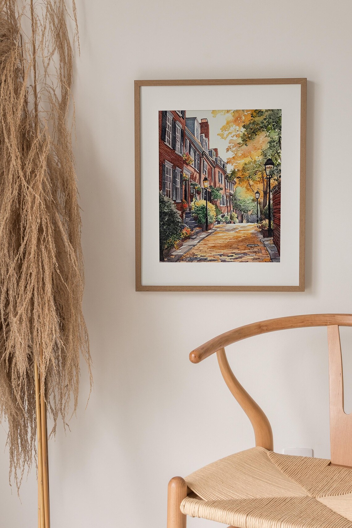 Acorn Street Boston Watercolor Art Print, Cityscape - Image 2