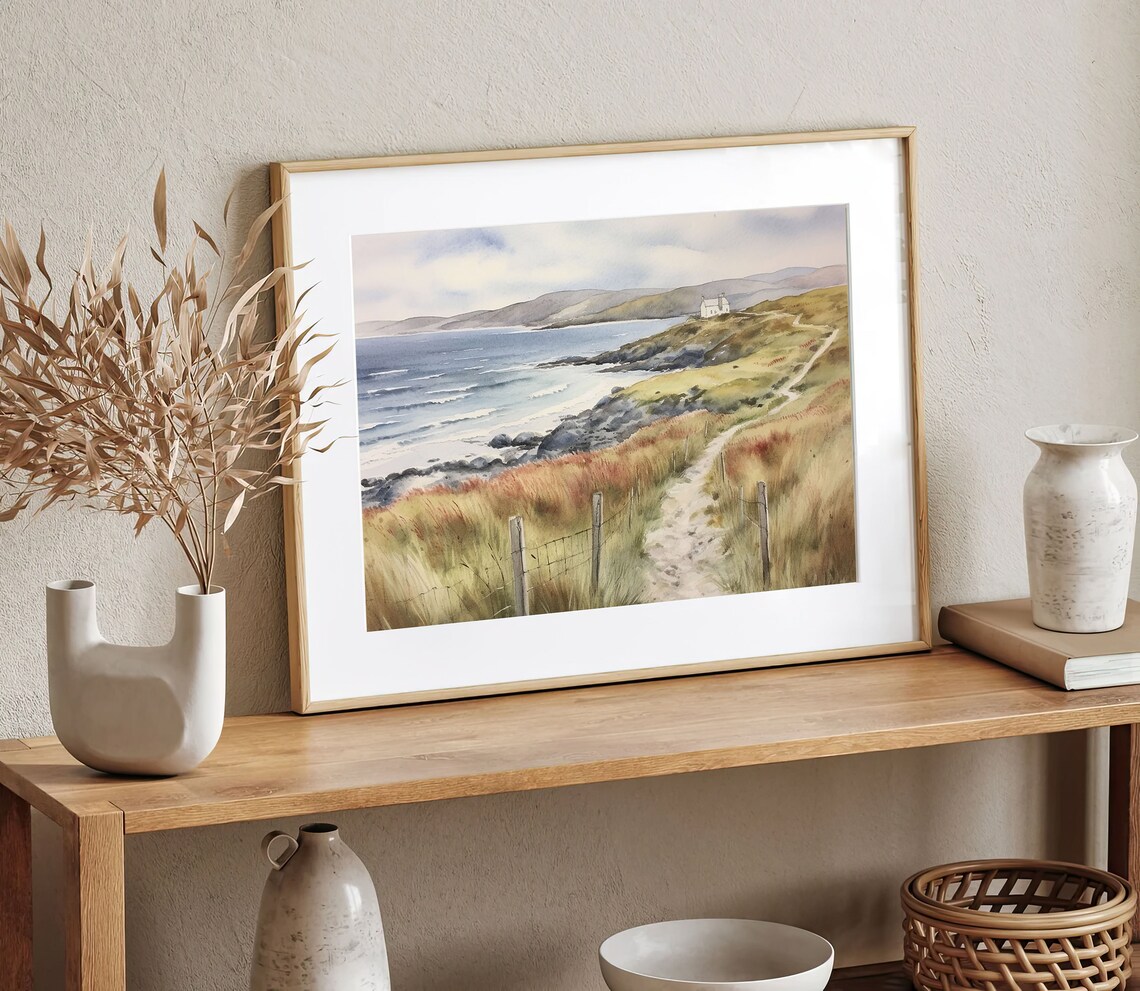 Wild Atlantic Way Ireland Coastline Watercolor Art Print - Image 3