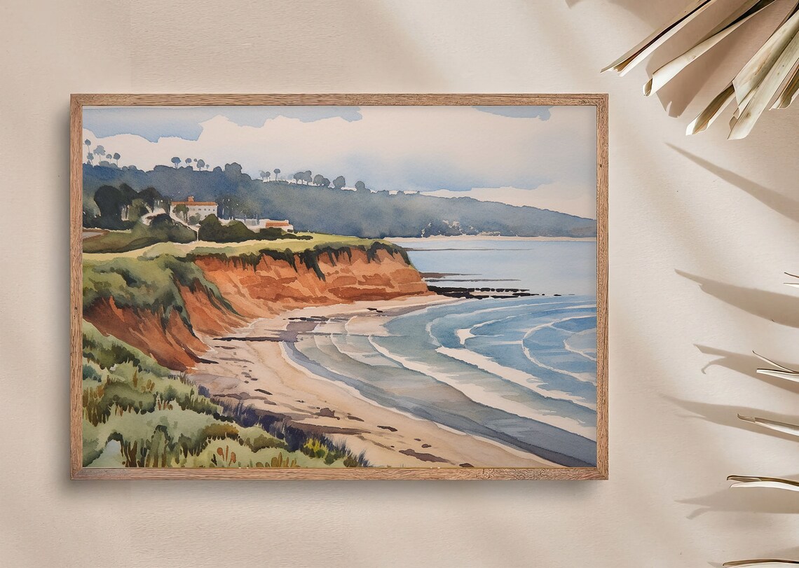Torrey Pines Watercolor Art Print, San Diego Coast - Image 4