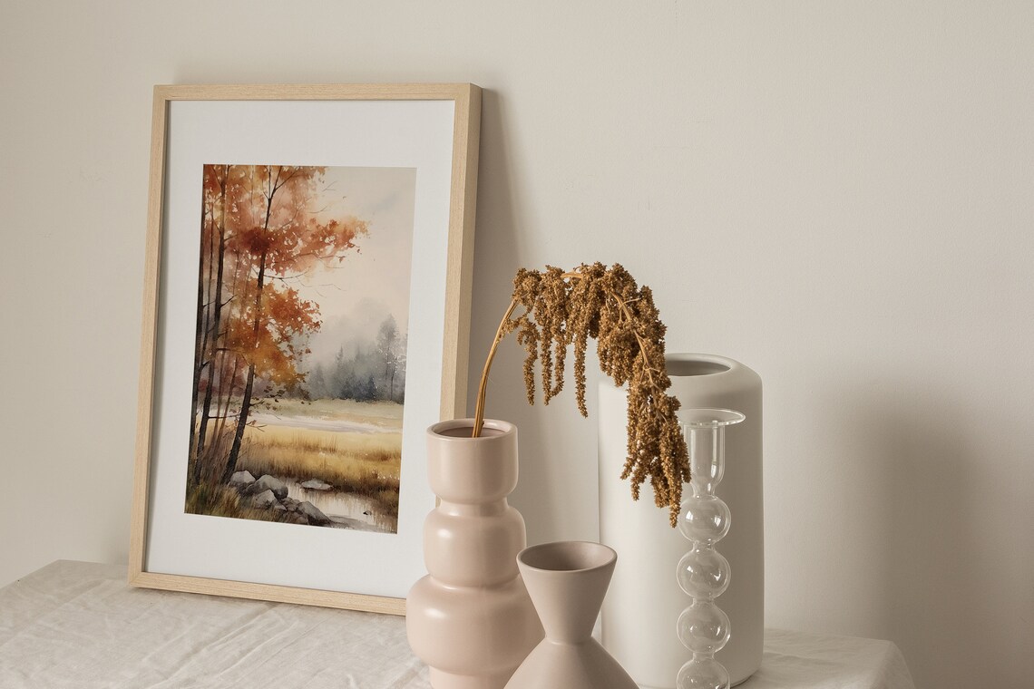Autumn Fields Watercolor Art Print, Palouse Landscape - Image 5