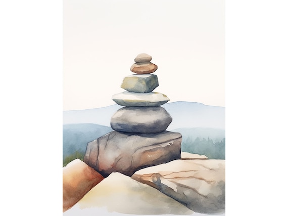 Balanced Rocks in the Adirondacks, Watercolor Art Print