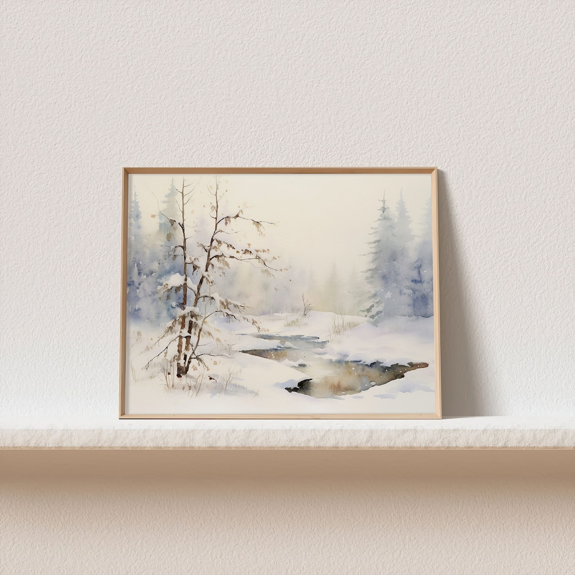 Winter Scene Watercolor Snow Landscape Art Print - Image 3