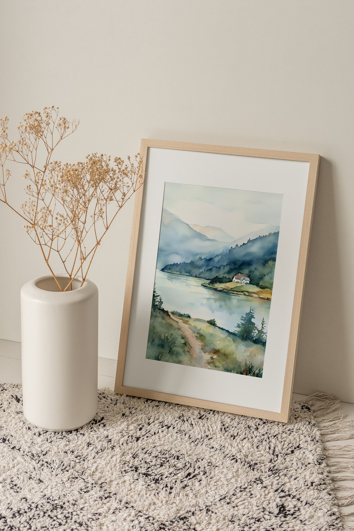 Maroon Lake Watercolor Mountain Lake Art Print - Image 4