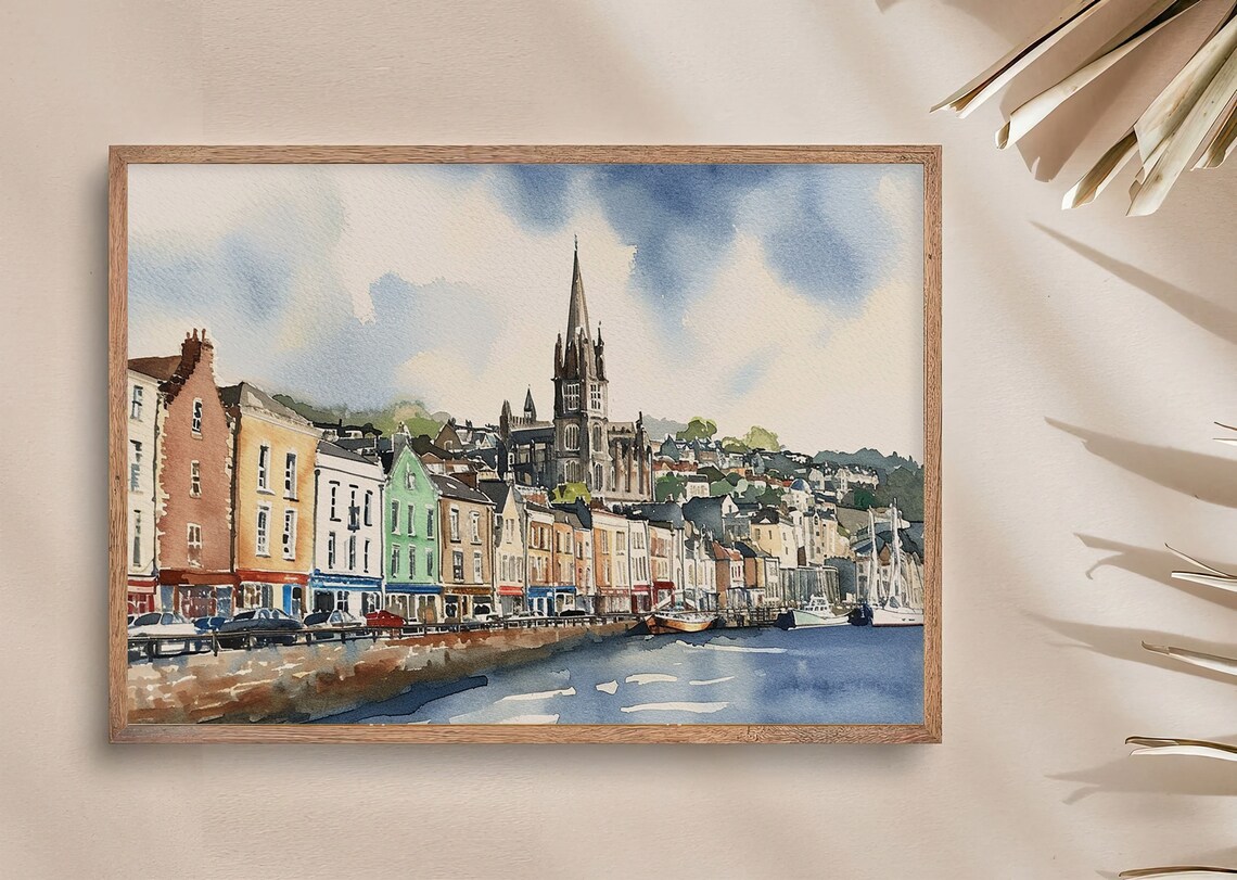 Cobh Ireland Watercolor Travel Poster, Irish Town - Image 4