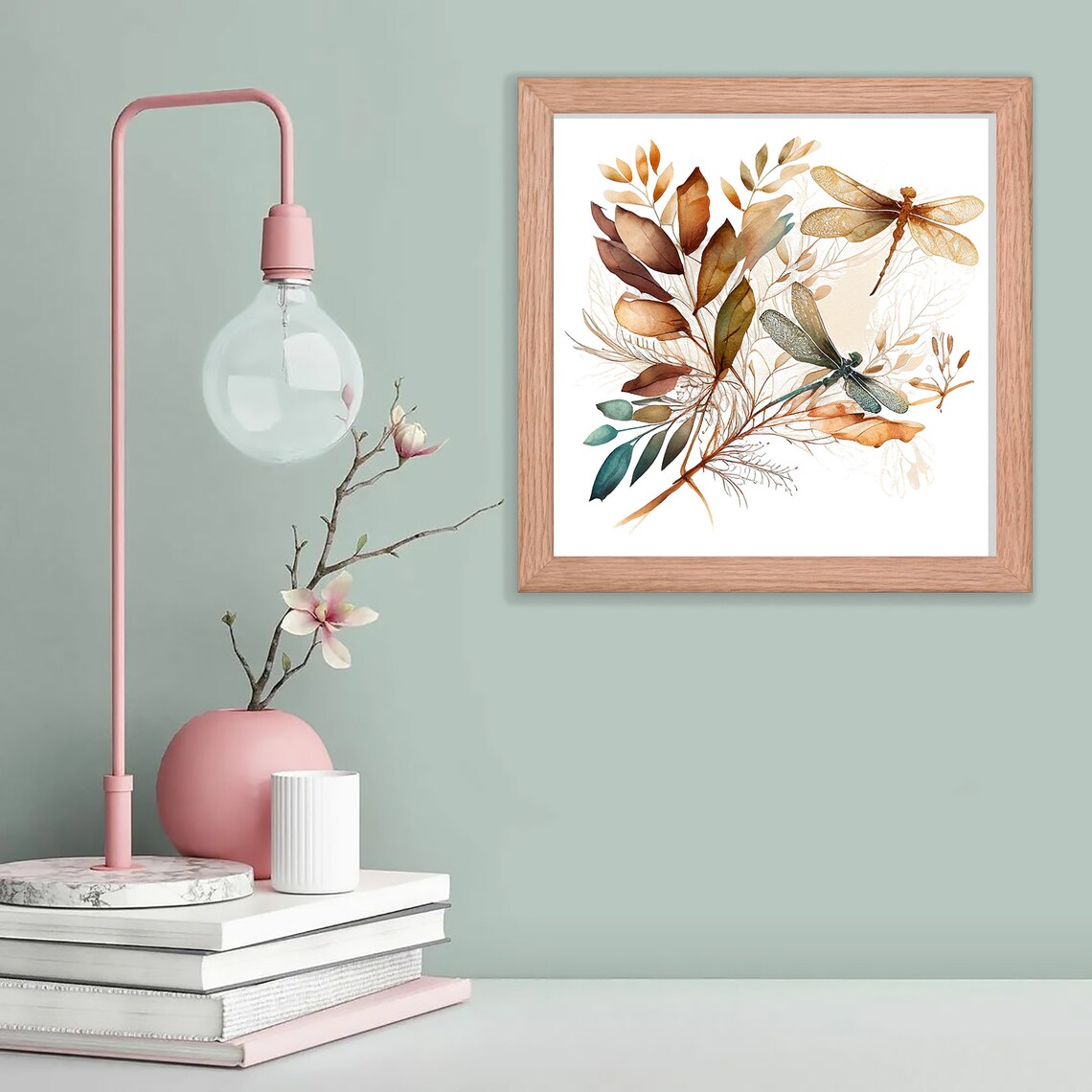 Dragonfly Watercolor Poster, Rustic Botanical Decor - Image 5