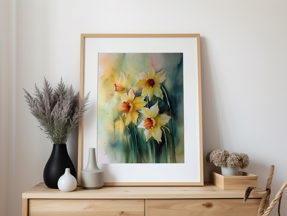 Daffodil Painting Floral Watercolor Art Print - Image 5