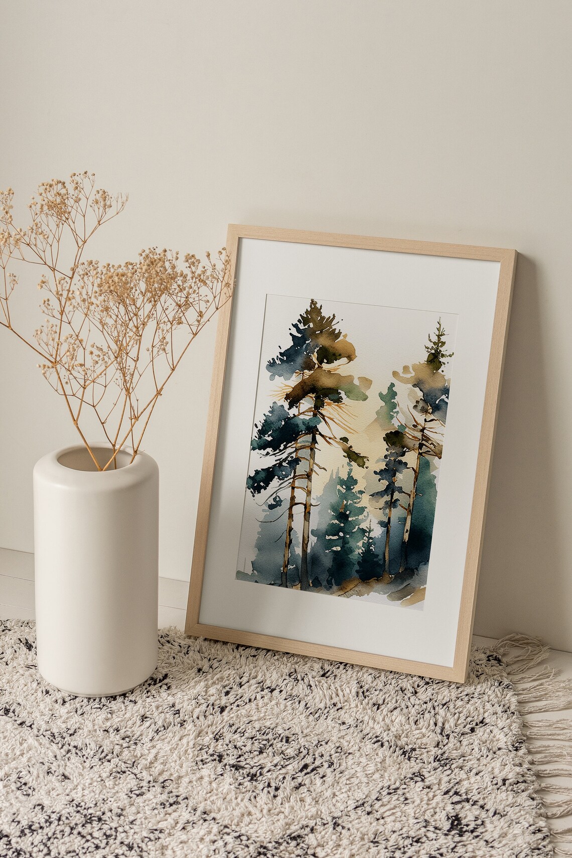 Pine Tree Watercolor Art Print, Vermont Landscape - Image 3