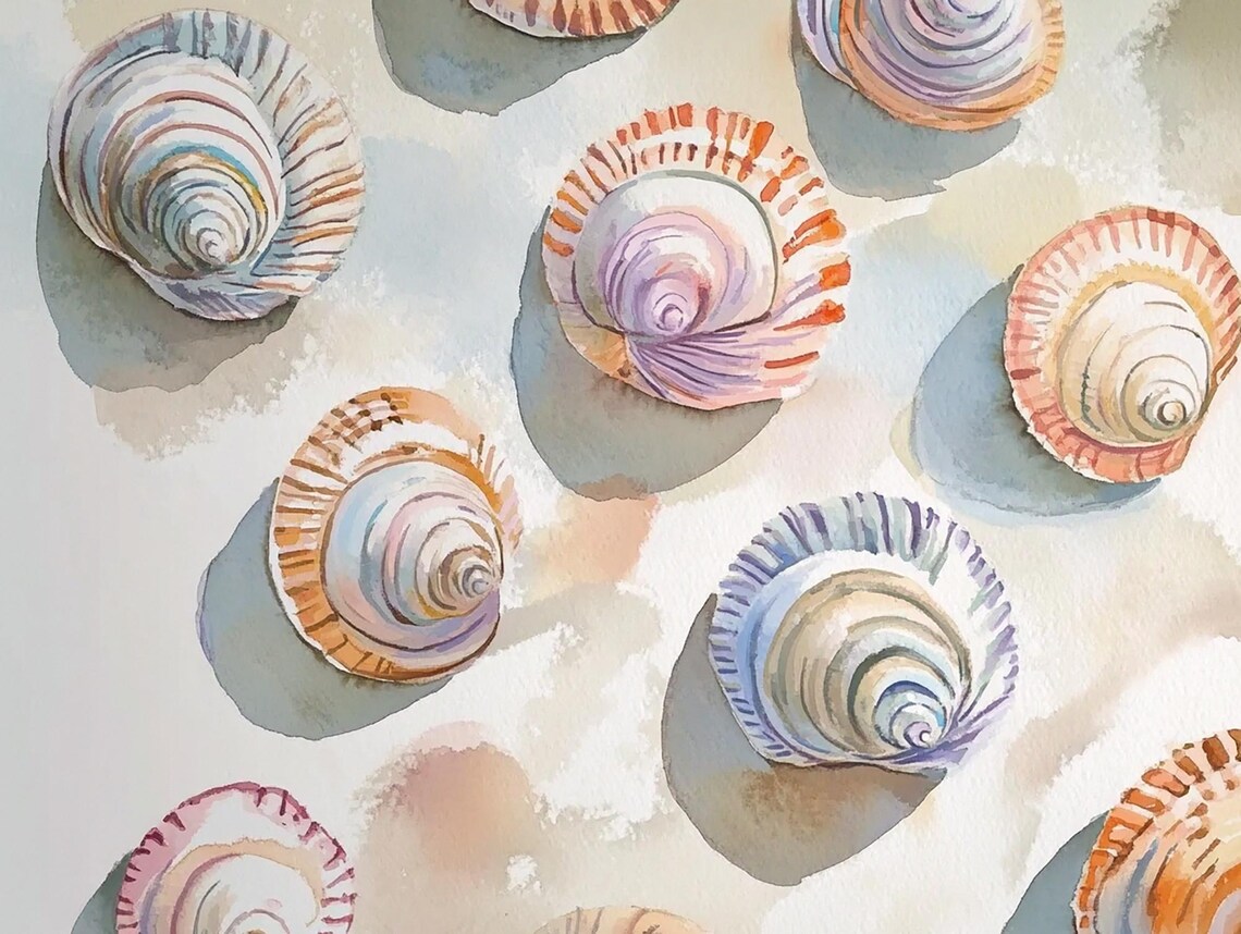 Seashells Painting Coastal Beach House Art Print