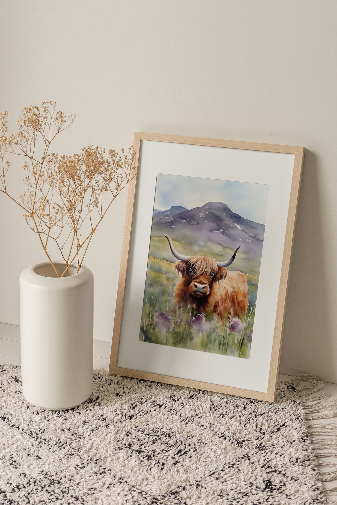 Highland Cow Painting Scotland Watercolor Art Print - Image 3