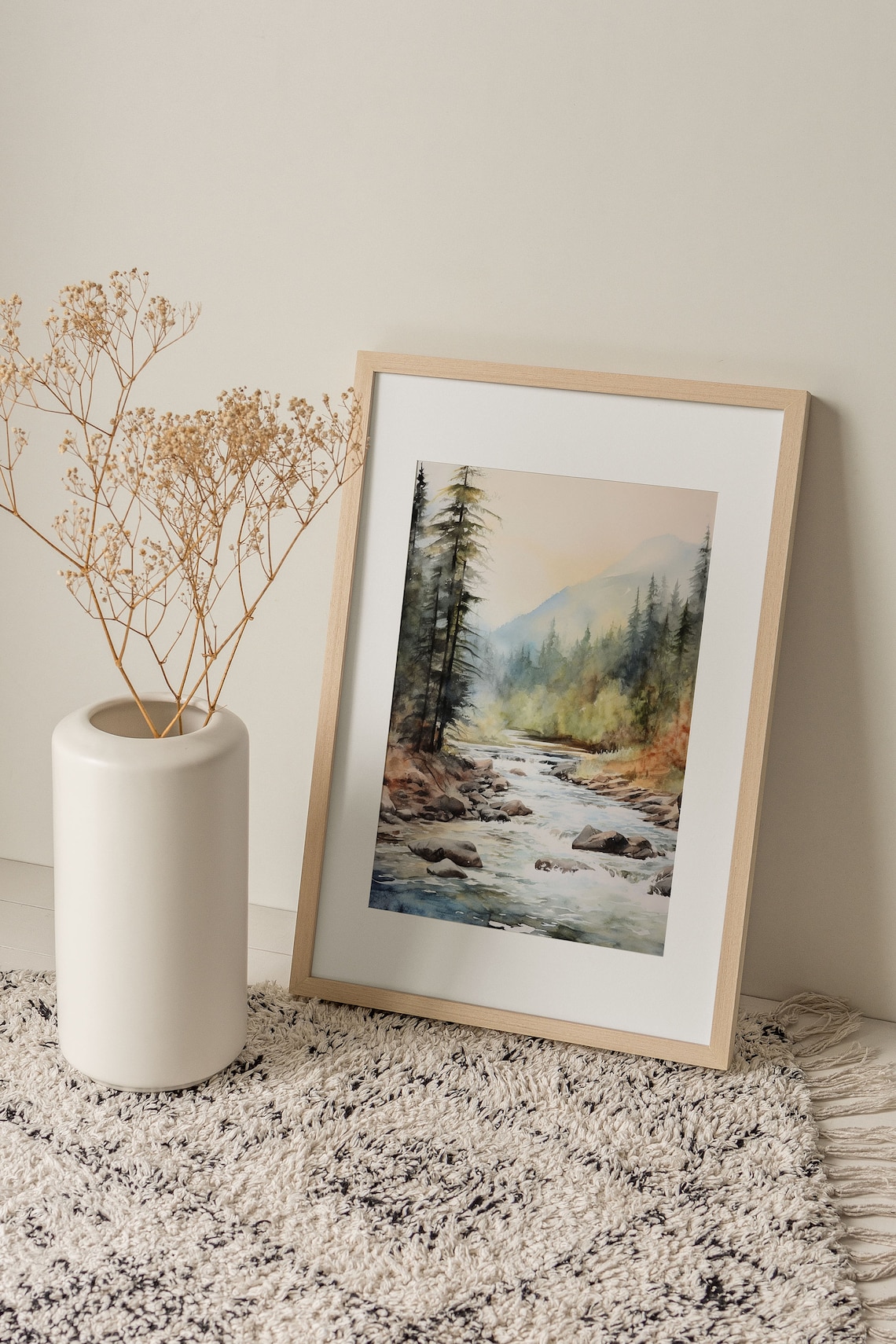 Salmon River Watercolor Idaho Mountain Landscape Art Print - Image 2