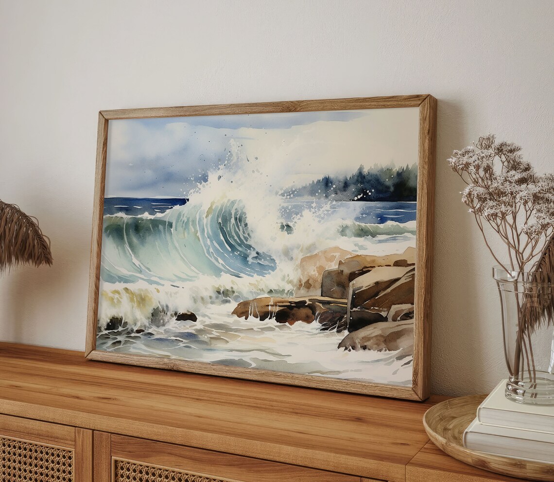 Lake Superior Watercolor Art Print, Great Lakes Landscape - Image 3
