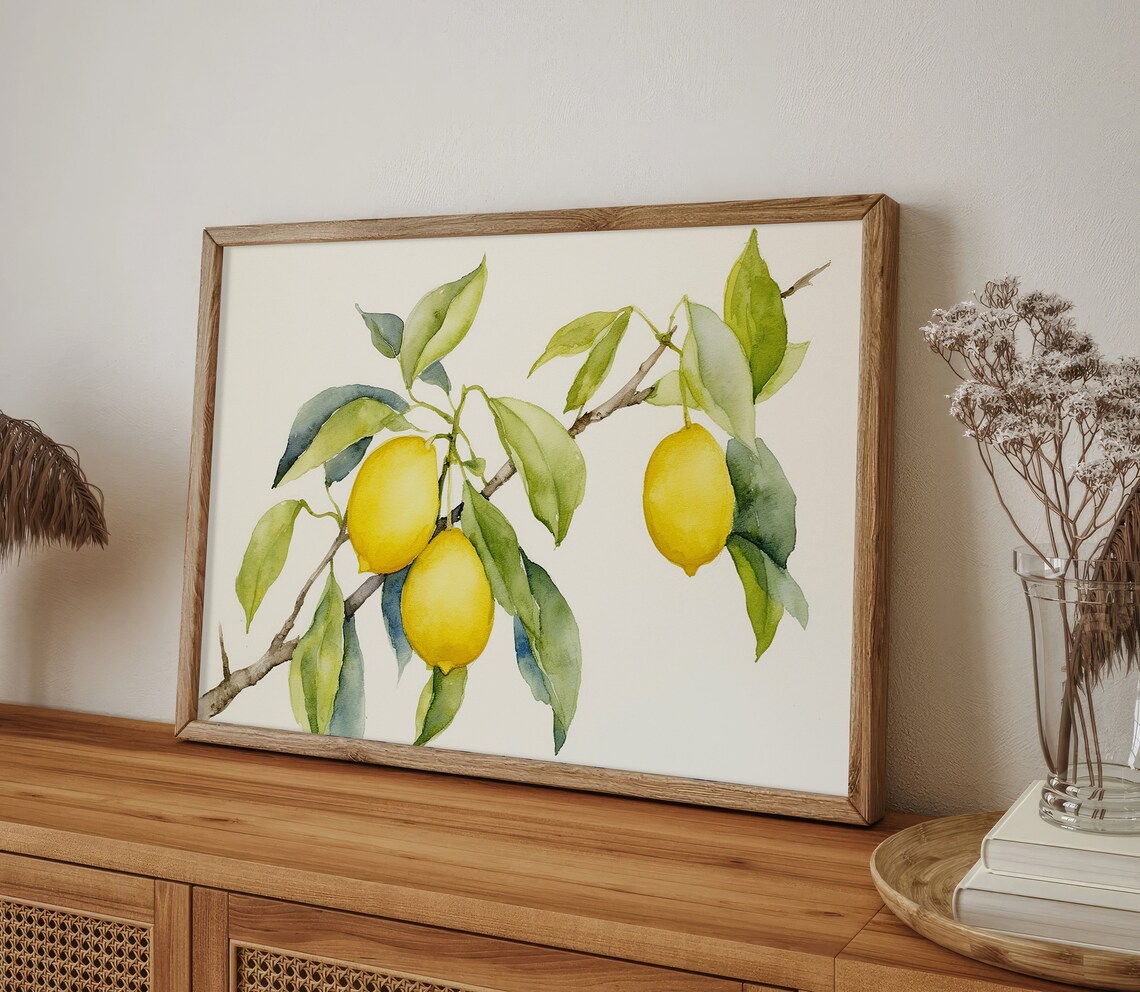 Lemon Branch Watercolor Art Print, Botanical Kitchen Decor - Image 5