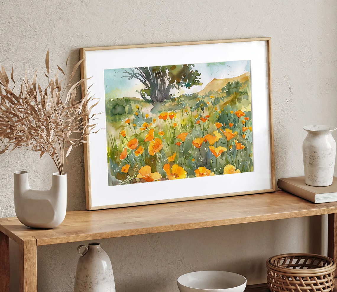 Vibrant California Poppy Field Under Golden Afternoon Light Poster - Image 3