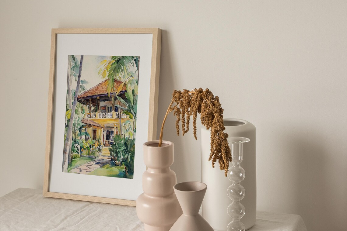 Bali Island Watercolor Travel Poster, Tropical Garden - Image 3