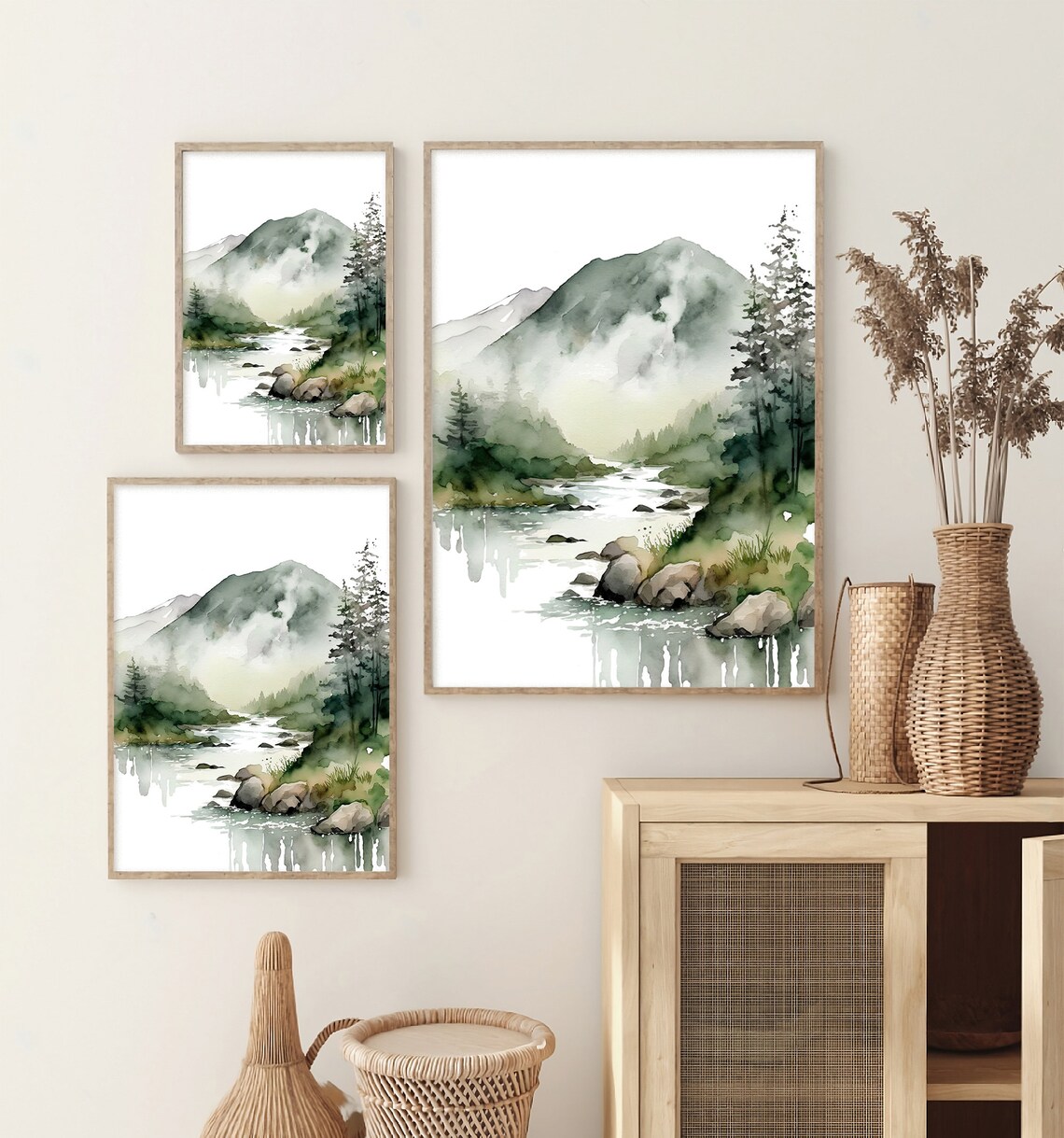 Smoky Mountains Watercolor Forest Art Print - Image 2