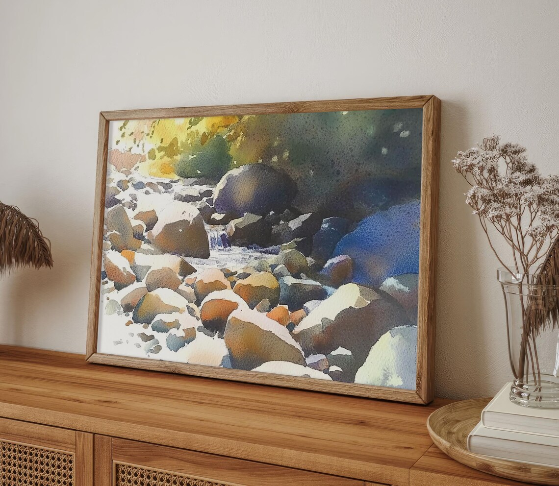 Snoqualmie River Watercolor Art Print, Mountain Landscape - Image 5